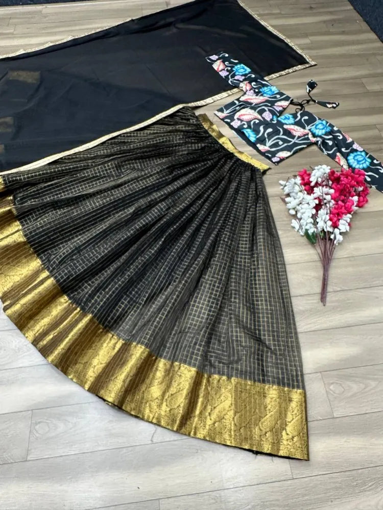 Amazon.com: Mirraw Kids, Pink-Blue Art Silk Jecquard South Indian Style  Pavdai Pattu Lehenga Choli for Kids, from 12 Months - 8 Years: Clothing,  Shoes & Jewelry