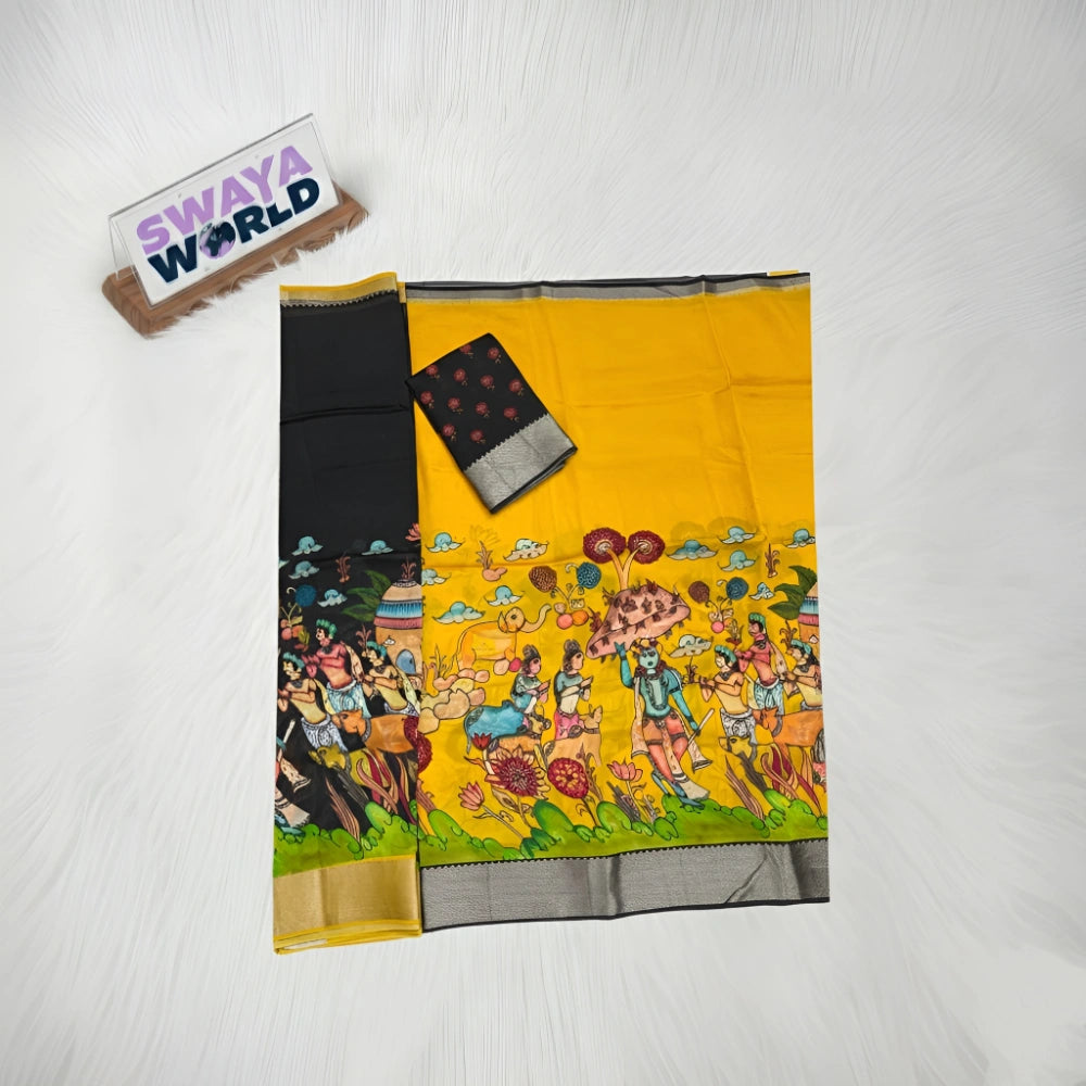 Pure Digital Printed Mangalagiri Pattu by Cotton Handloom Lehenga Set – Premium Traditional Wear