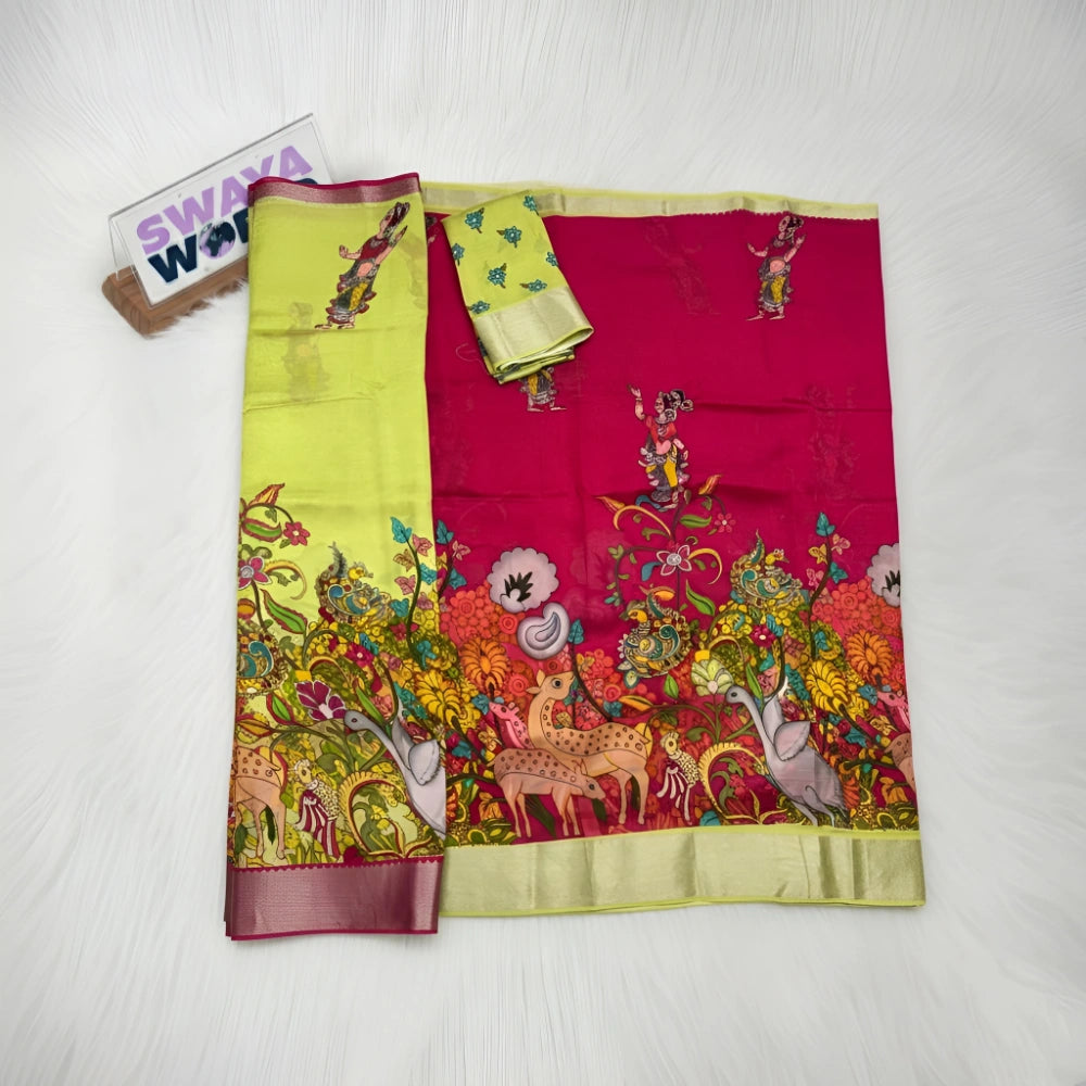 Pure Digital Printed Mangalagiri Pattu by Cotton Handloom Lehenga Set – Premium Traditional Wear