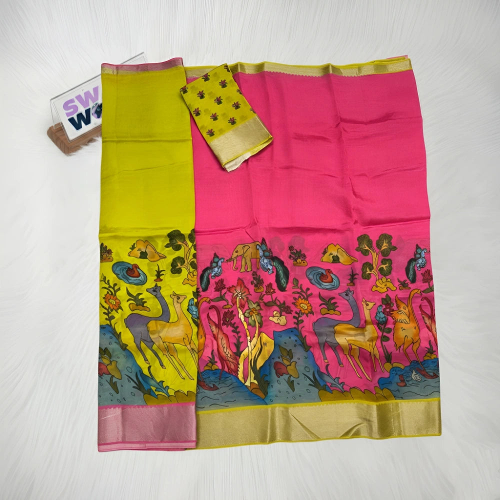 Pure Digital Printed Mangalagiri Pattu by Cotton Handloom Lehenga Set – Premium Traditional Wear