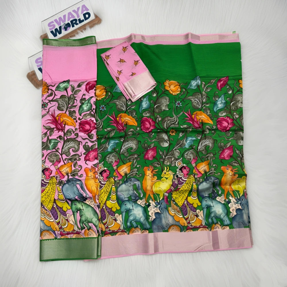 Pure Digital Printed Mangalagiri Pattu by Cotton Handloom Lehenga Set – Premium Traditional Wear