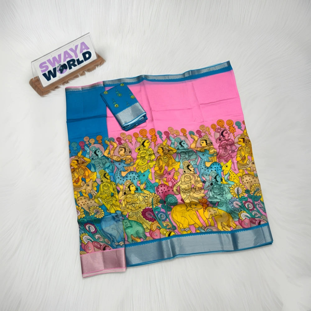 Pure Digital Printed Mangalagiri Pattu by Cotton Handloom Lehenga Set – Premium Traditional Wear