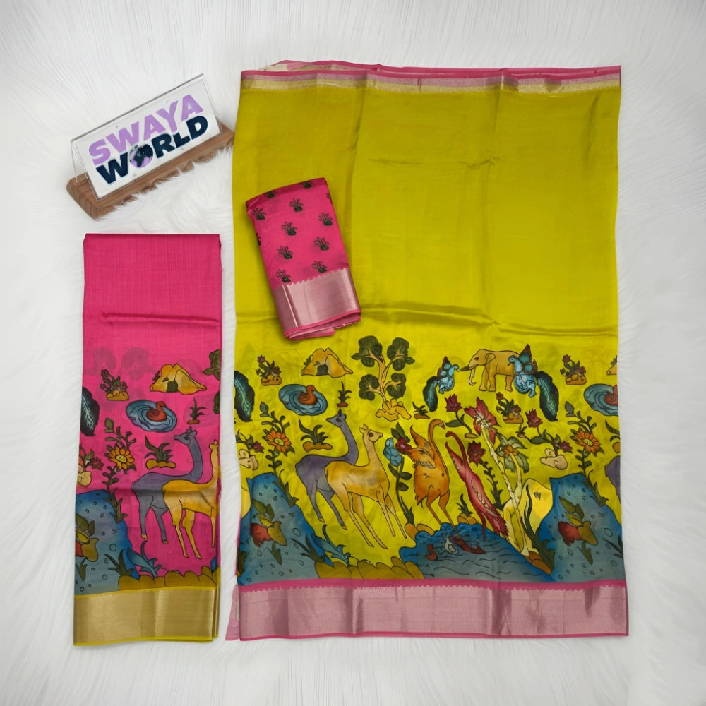 Pure Digital Printed Mangalagiri Pattu by Cotton Handloom Lehenga Set – Premium Traditional Wear