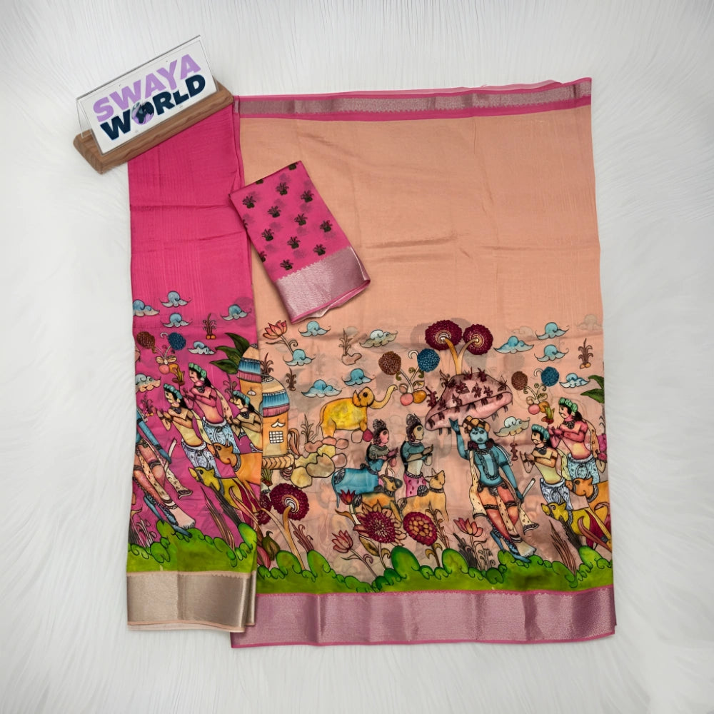 Pure Digital Printed Mangalagiri Pattu by Cotton Handloom Lehenga Set – Premium Traditional Wear