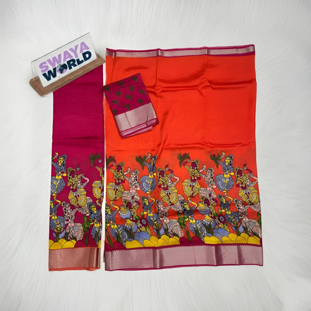 Pure Digital Printed Mangalagiri Pattu by Cotton Handloom Lehenga Set – Premium Traditional Wear