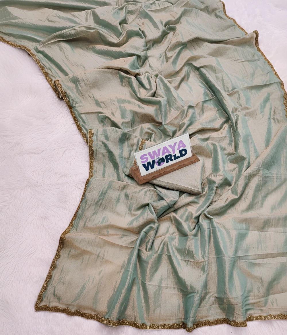 Tonix Crush Saree with Super Hit Gum Lace & Matching Lace-Edged Blouse – Premium Classy Look