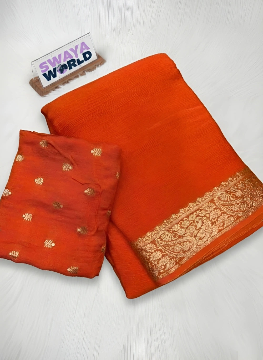 Viscose Georgette Saree with Butti Design Blouse – Soft Drape & Elegant Finish