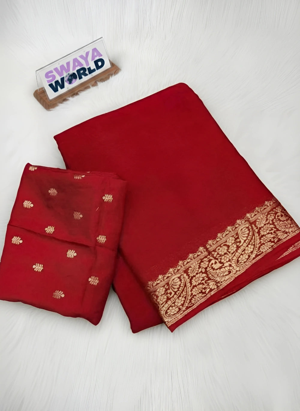 Viscose Georgette Saree with Butti Design Blouse – Soft Drape & Elegant Finish