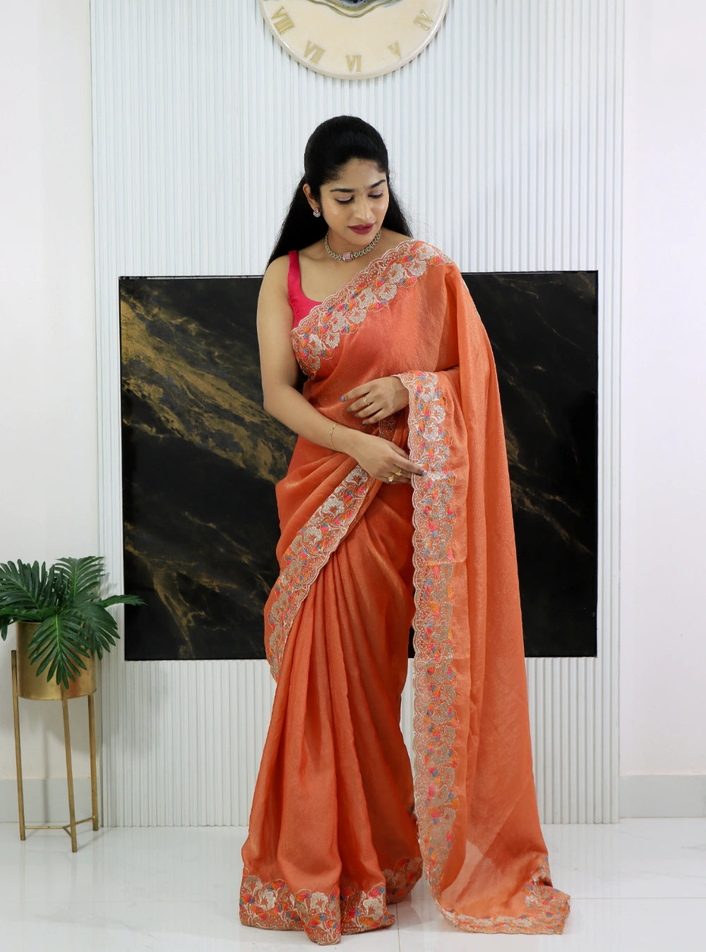 Soft Crush Silk Saree with Allover Sequins Butta, Thread Embroidery & Fancy Blouse