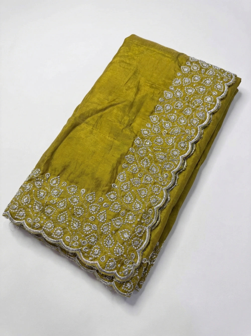 Space Silk Saree with Contrast Fancy Embroidery & C-Pallu – Designer Collection in 6 Vibrant Colors