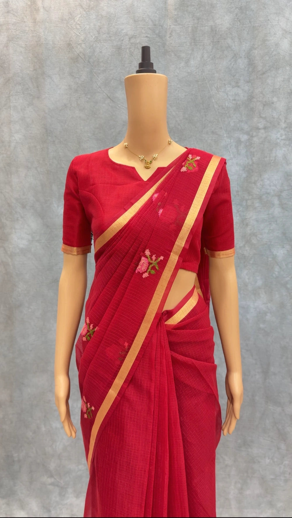 Premium Pure Kota Doriya Silk Saree with Lotus Multithread Work & Pure Border
