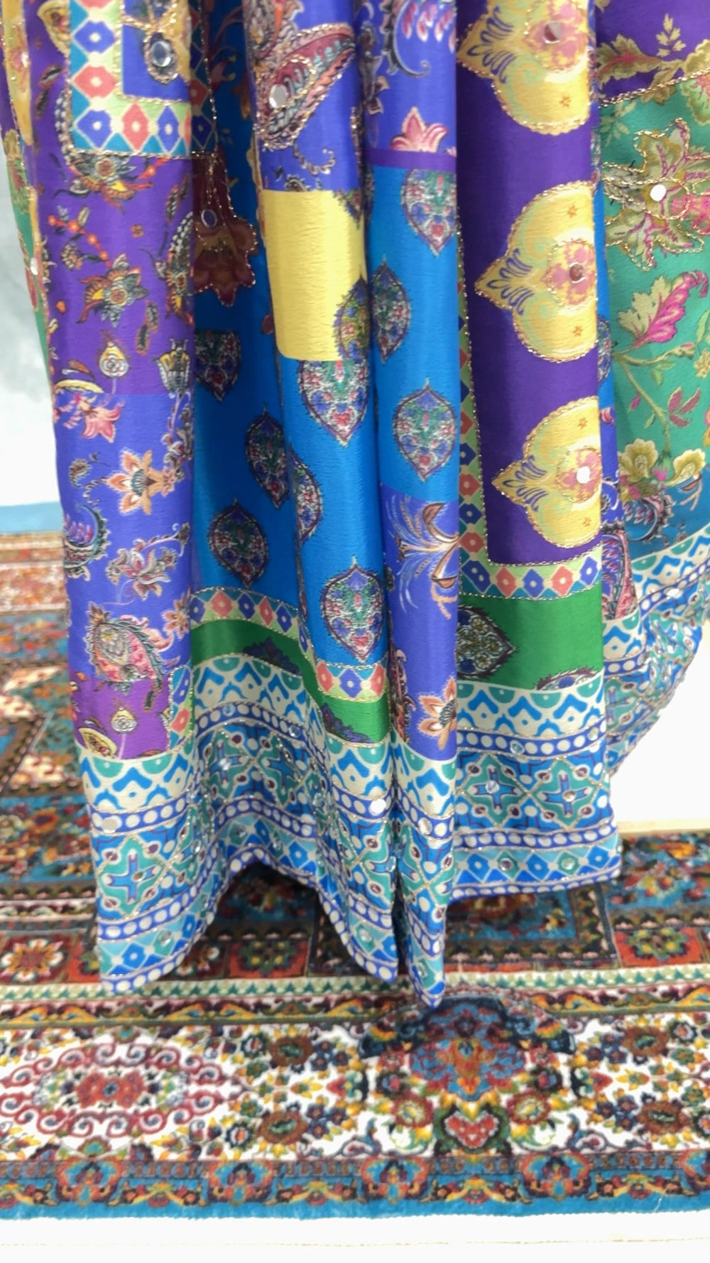 Designer Saree with Gold Zari & Real Mirror Work – Printed Blouse Included