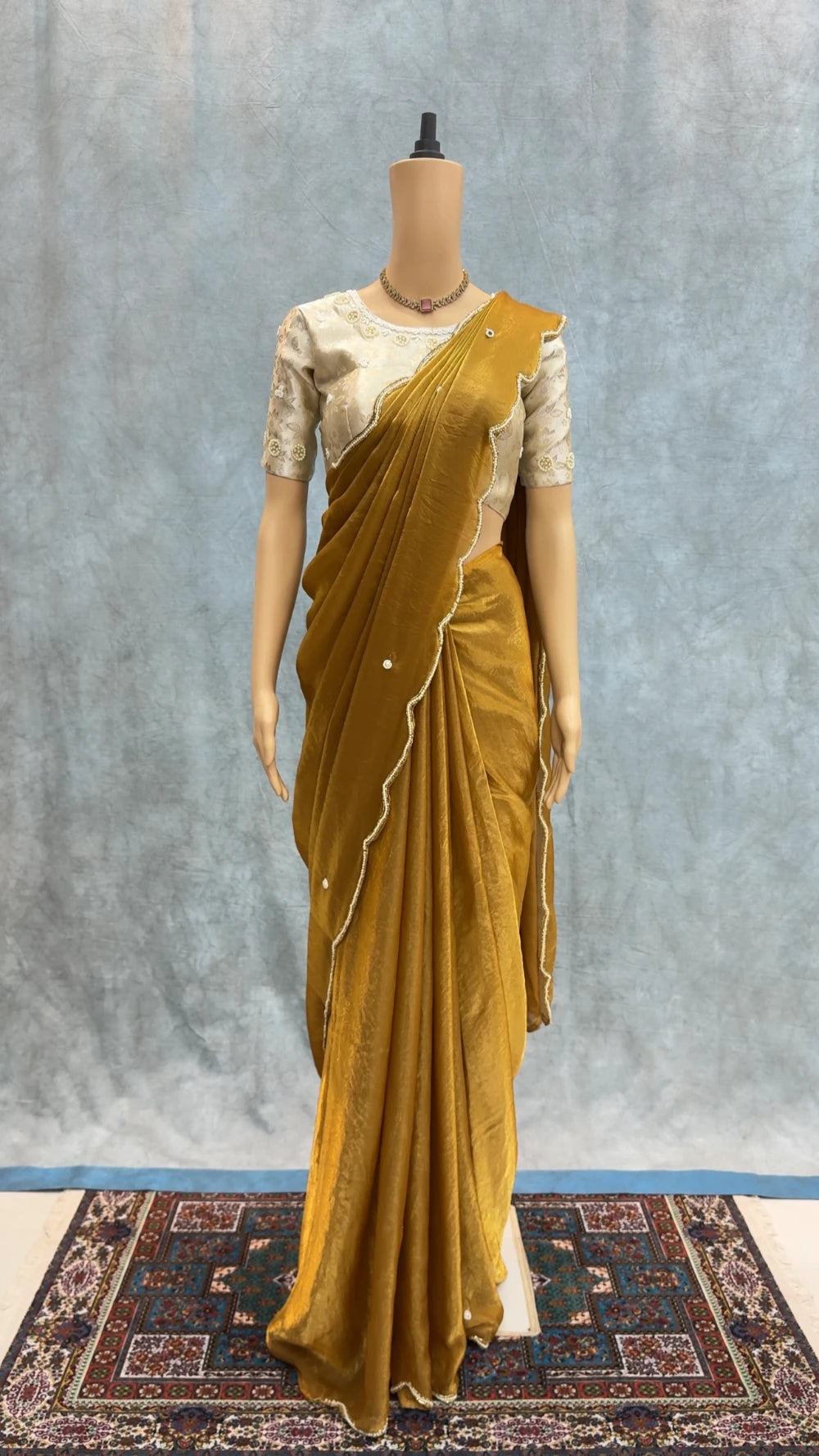 Exclusive Golden Peacock Saree – Pure Soft Space Silk with Handwork & Pearl Pallu