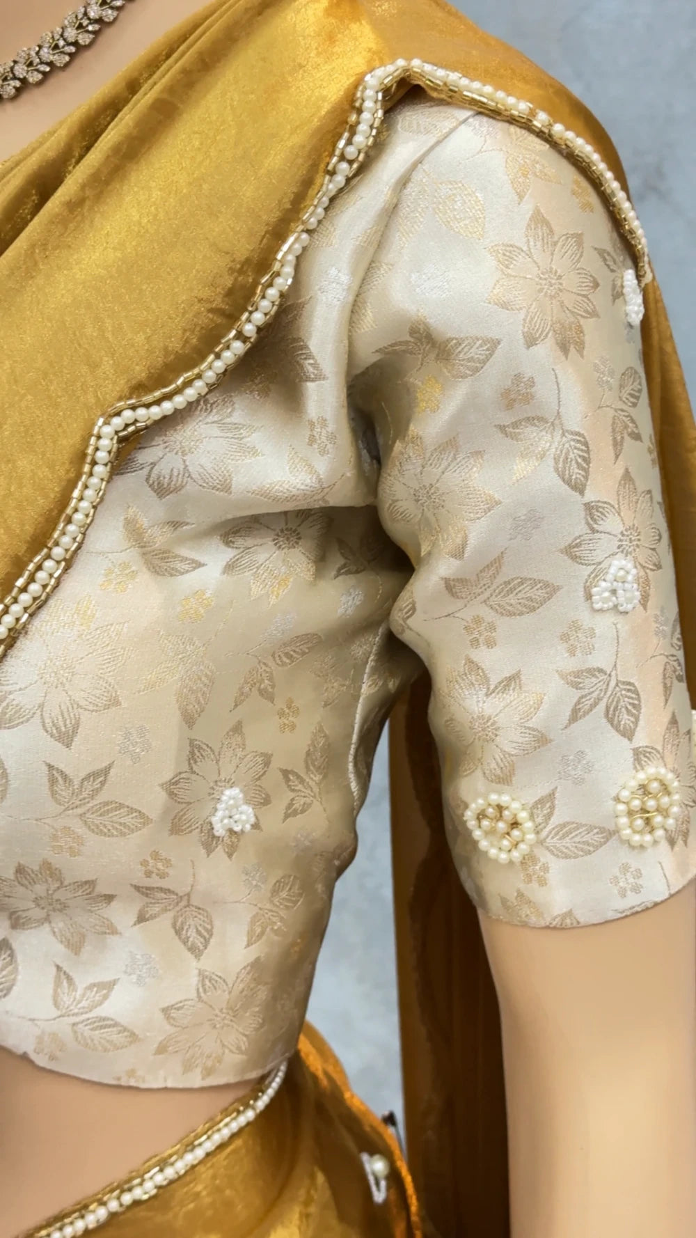 Exclusive Golden Peacock Saree – Pure Soft Space Silk with Handwork & Pearl Pallu