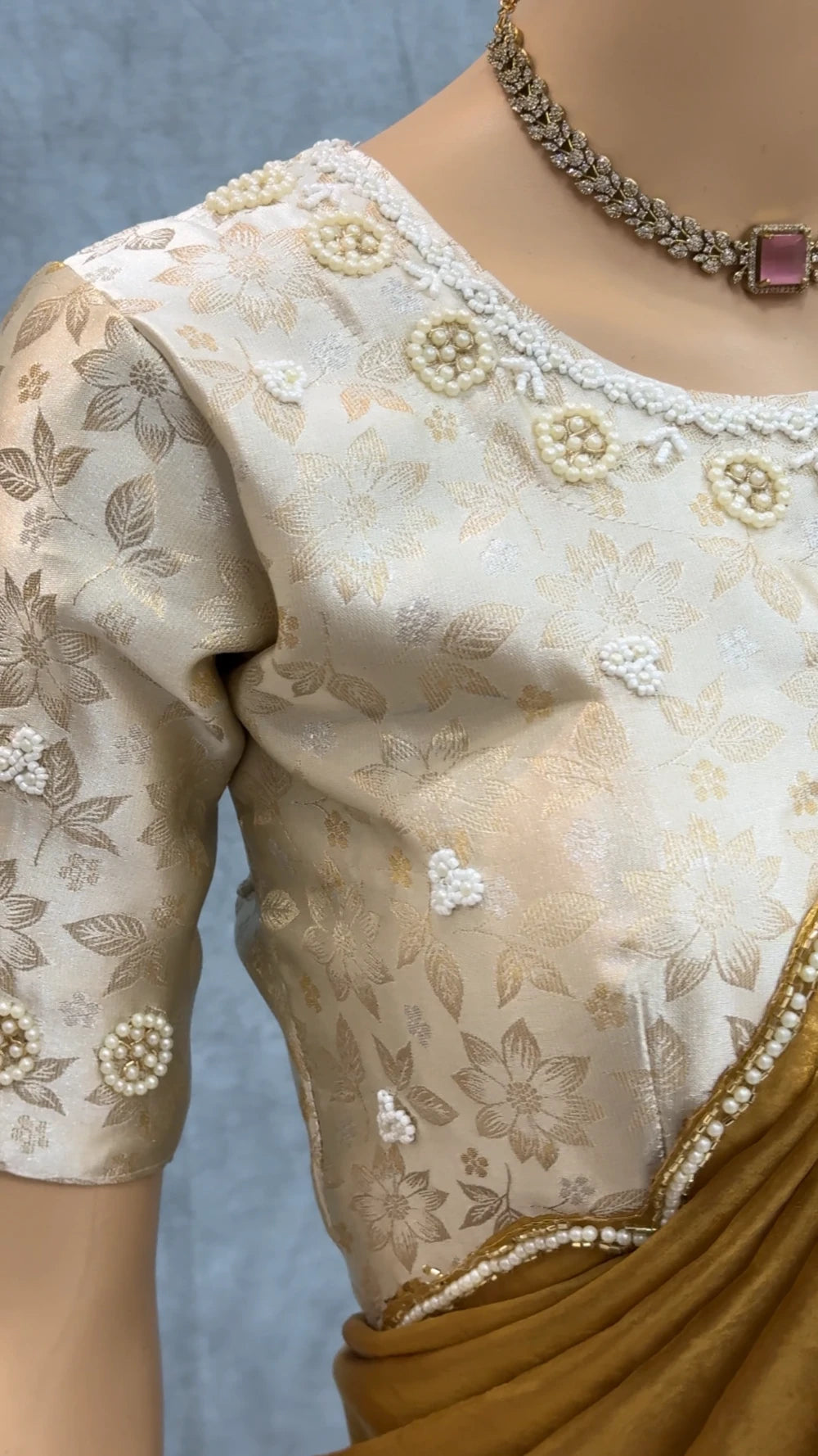 Exclusive Golden Peacock Saree – Pure Soft Space Silk with Handwork & Pearl Pallu