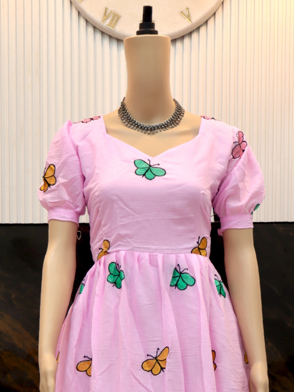 Beautiful Butterfly Maxi Dress in Sea Green & Pink Colors - By Swaya World