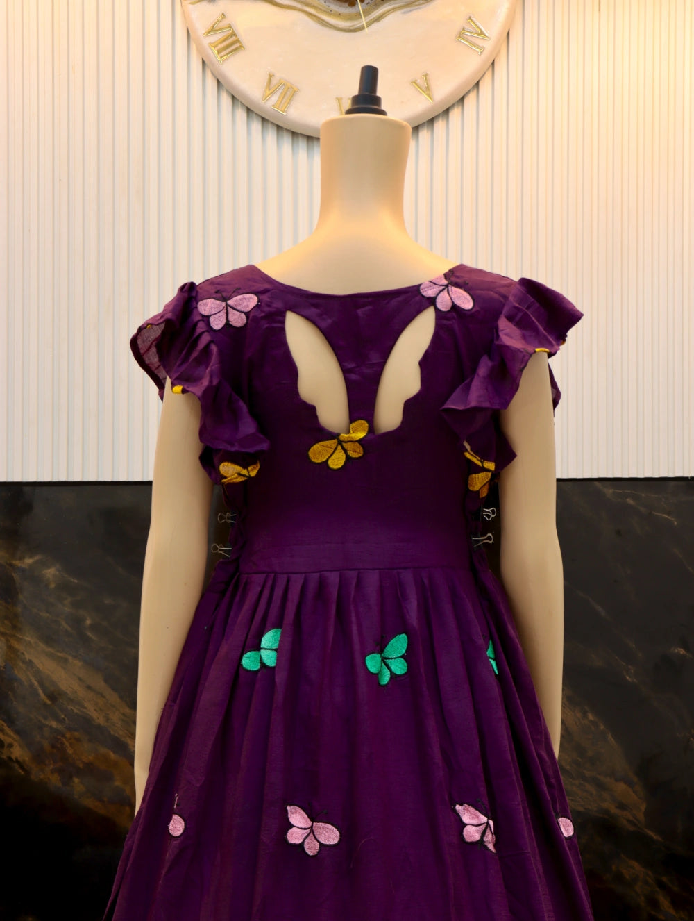 Butterfly Anarkali Gown in Lavender, Magenta, Black, and Yellow - Superhit Design (Sizes S to 3XL) - By Swaya World