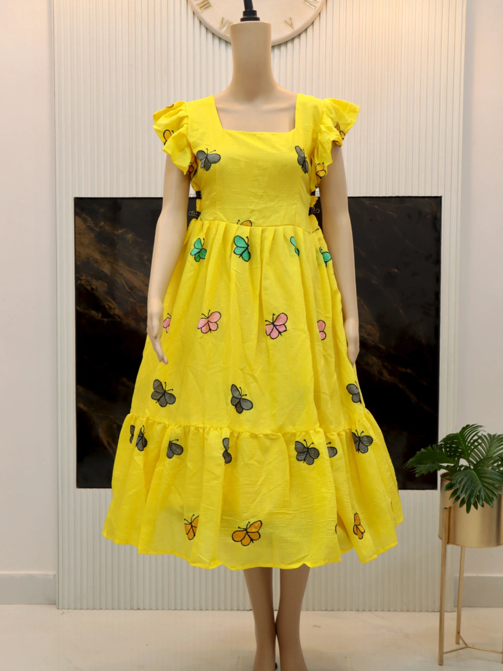 Butterfly Anarkali Gown in Lavender, Magenta, Black, and Yellow - Superhit Design (Sizes S to 3XL) - By Swaya World