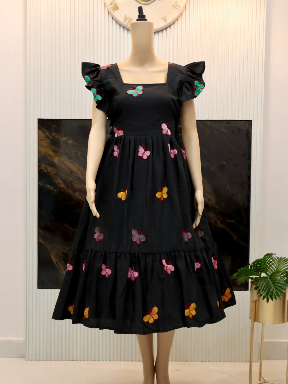 Butterfly Anarkali Gown in Lavender, Magenta, Black, and Yellow - Superhit Design (Sizes S to 3XL) - By Swaya World