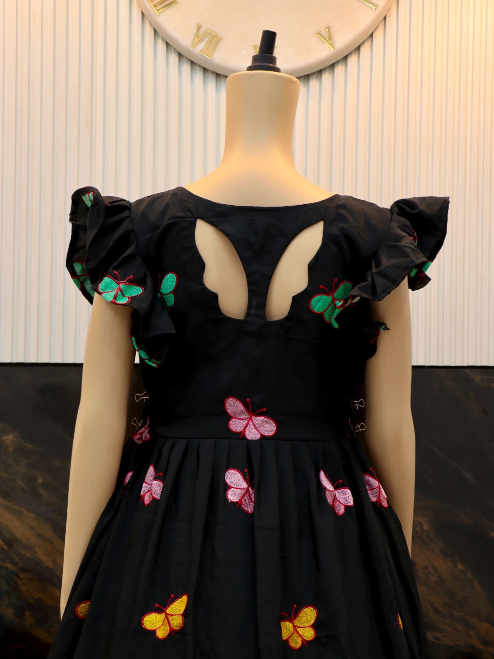 Butterfly Anarkali Gown in Lavender, Magenta, Black, and Yellow - Superhit Design (Sizes S to 3XL) - By Swaya World