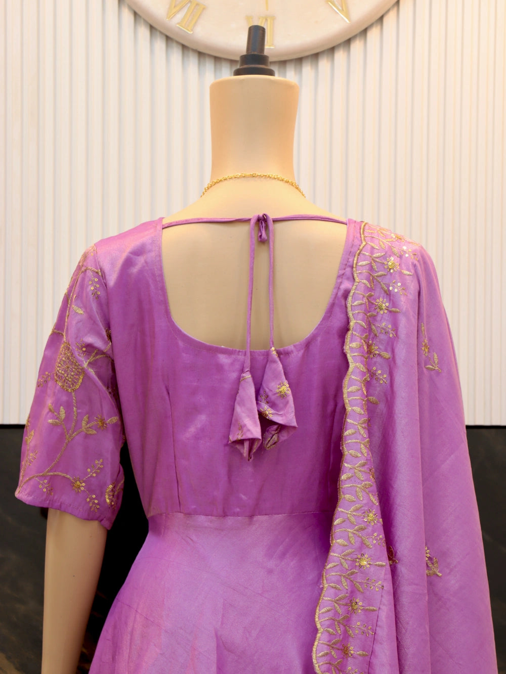 Super Hit Designer Zari & Sequence Work Tissue Silk Gown with Cut Work Dupatta in Purple, Maroon, and Orange (Sizes M to XXL) - By Swaya World