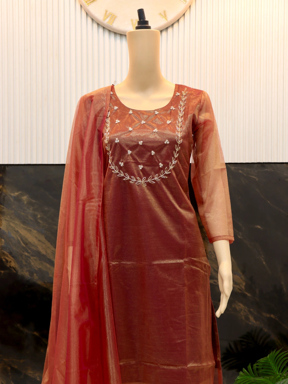 Exclusive Sparkle Twill Tissue Net Fabric Kurti with Dupatta (Four Colors) - Perfect for Festivals - By Swaya World