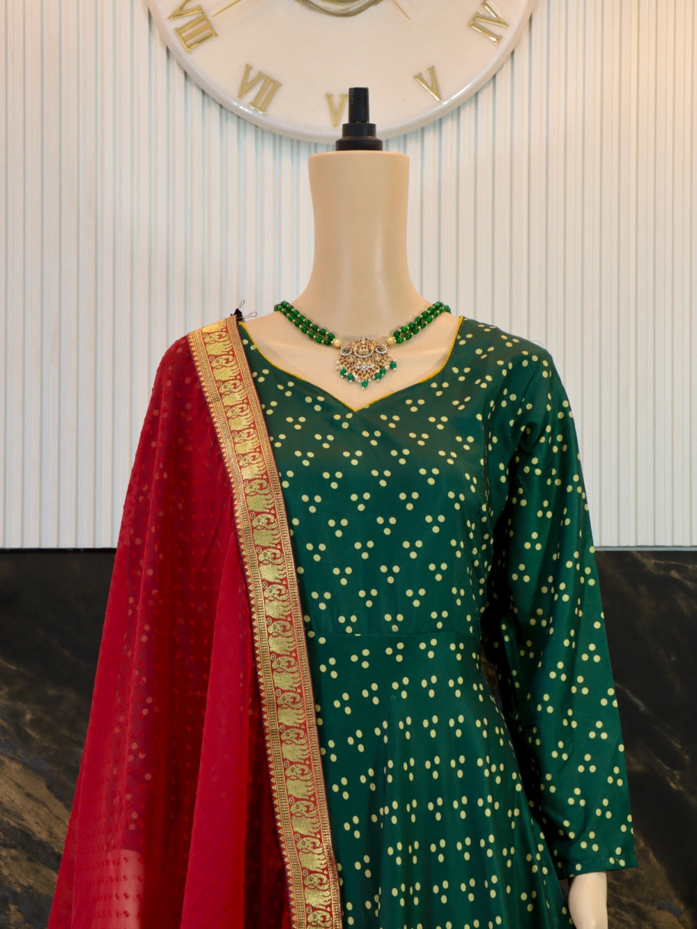 Stylish Soft Muslin Cotton Gown with Thousand Butti Dupatta (Purple and Green) - By Swaya World