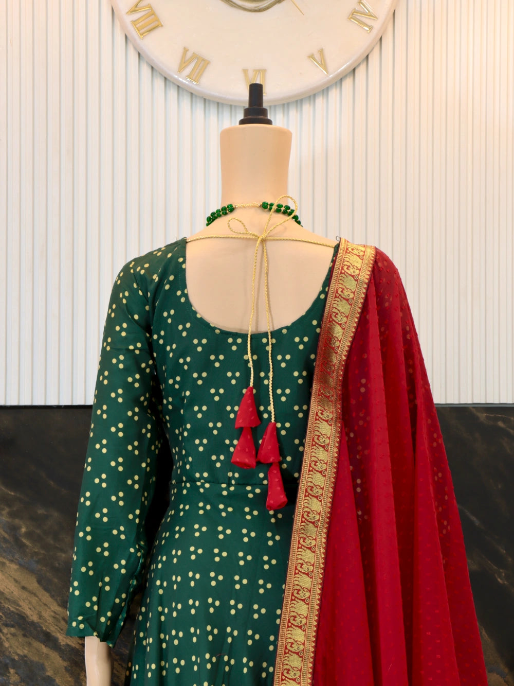 Stylish Soft Muslin Cotton Gown with Thousand Butti Dupatta (Purple and Green) - By Swaya World