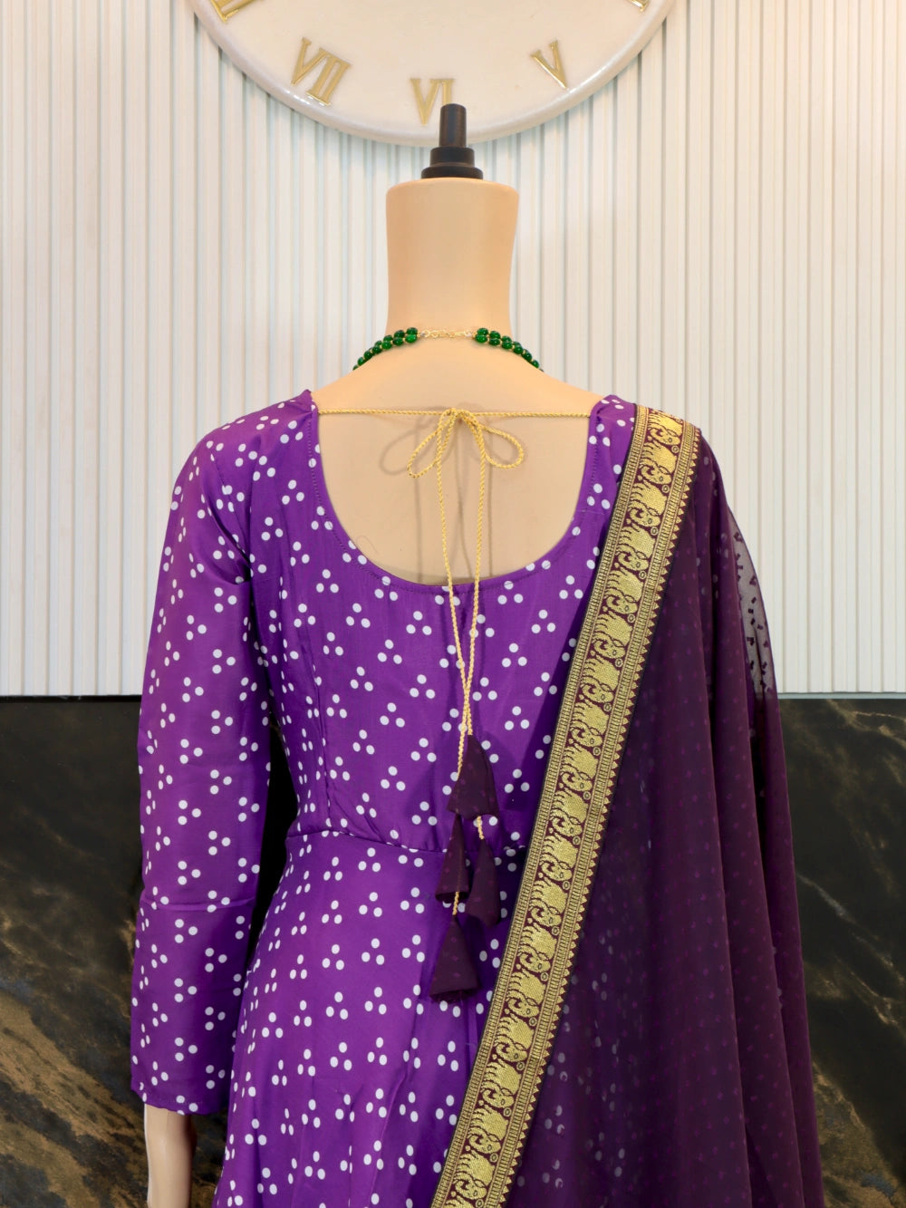 Stylish Soft Muslin Cotton Gown with Thousand Butti Dupatta (Purple and Green) - By Swaya World