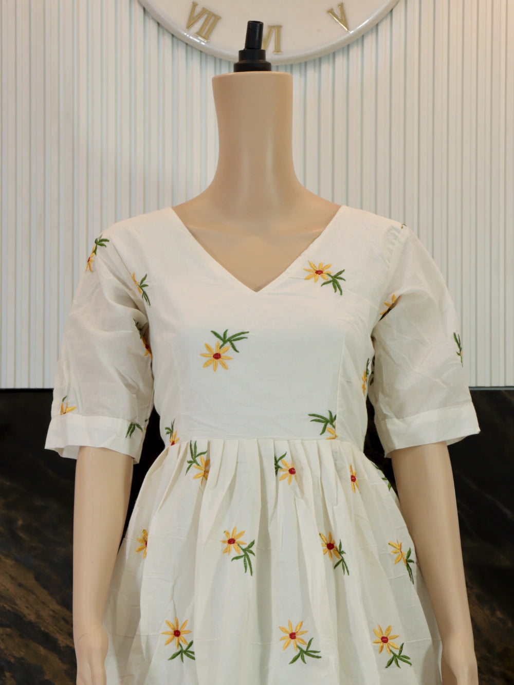 Beautiful Floral Maxi Dress in Cream and Green - By Swaya World