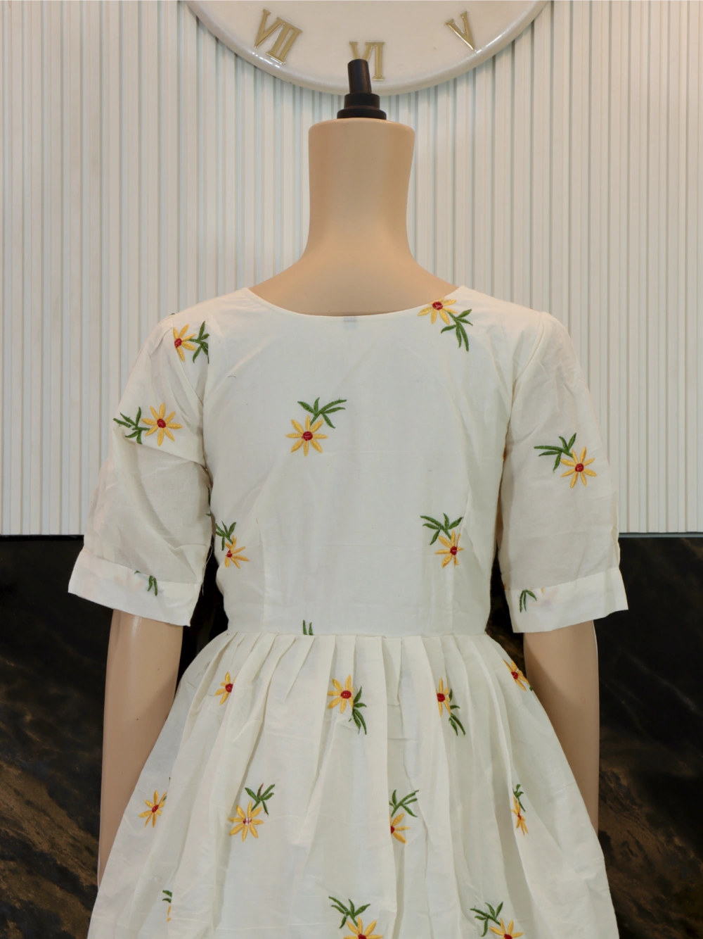 Beautiful Floral Maxi Dress in Cream and Green - By Swaya World