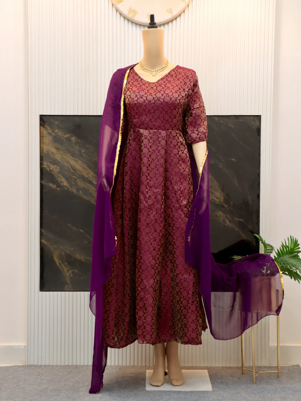 Super Hit Designer Anarkali Style Soft Silk Gown with Pant & Dupatta (Sizes M to XXL) - By Swaya World