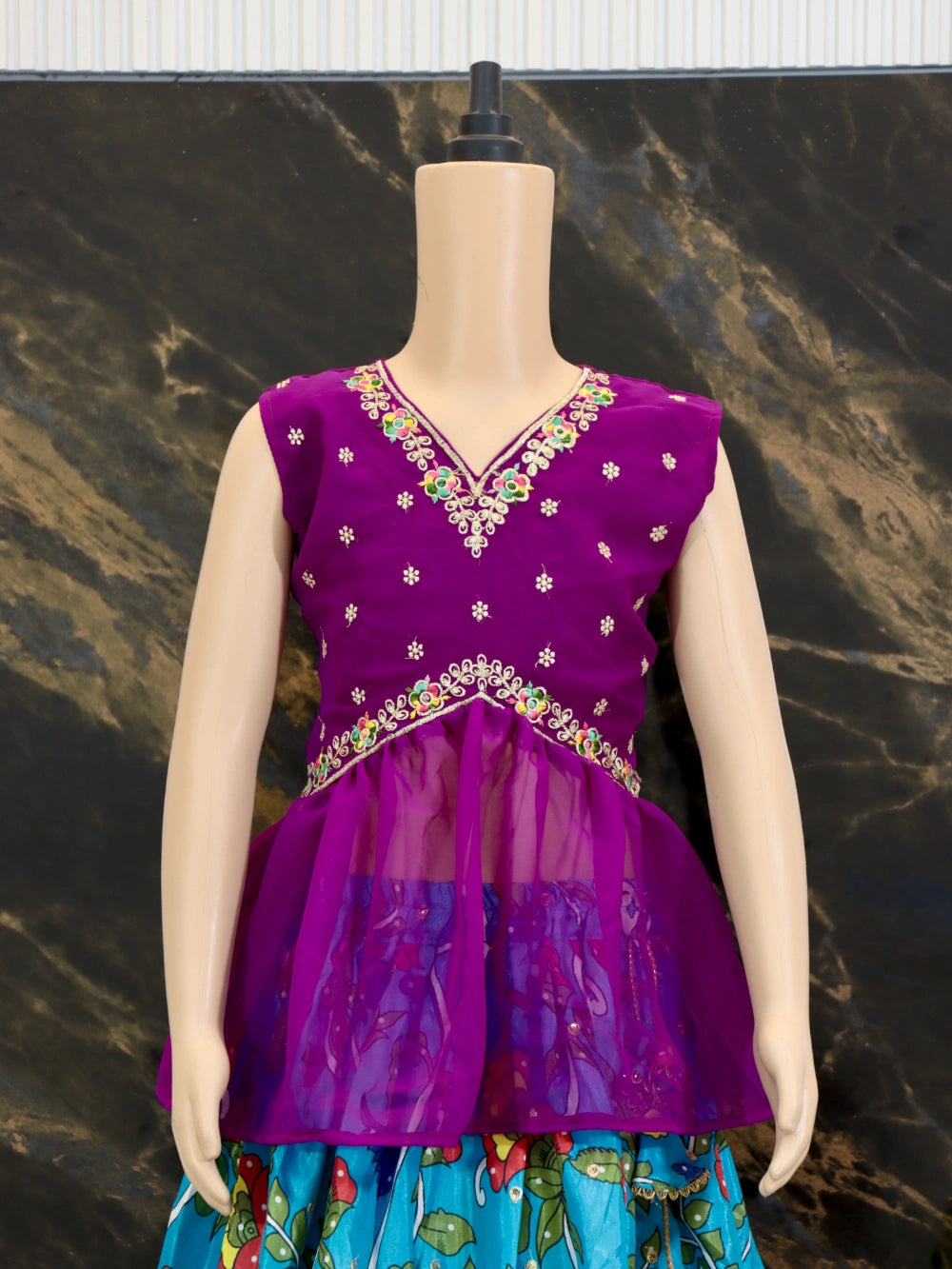 Trending Sequins Embroidered and Printed Work Stitched Kids Lehenga-Blouse (Sizes 2 to 15 Years) - By Swaya World