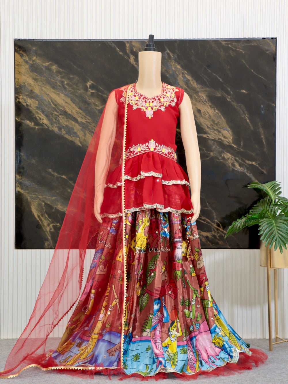 New Designer Kediya Style Kids Lehenga Set - Fully Stitched, Ready to Wear (Sizes 3 to 15 Years) - By Swaya World