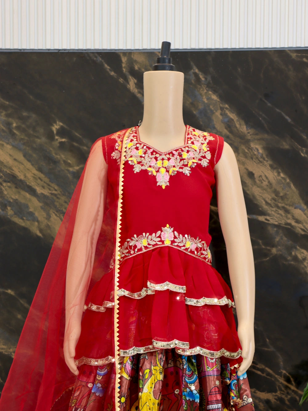 New Designer Kediya Style Kids Lehenga Set - Fully Stitched, Ready to Wear (Sizes 3 to 15 Years) - By Swaya World