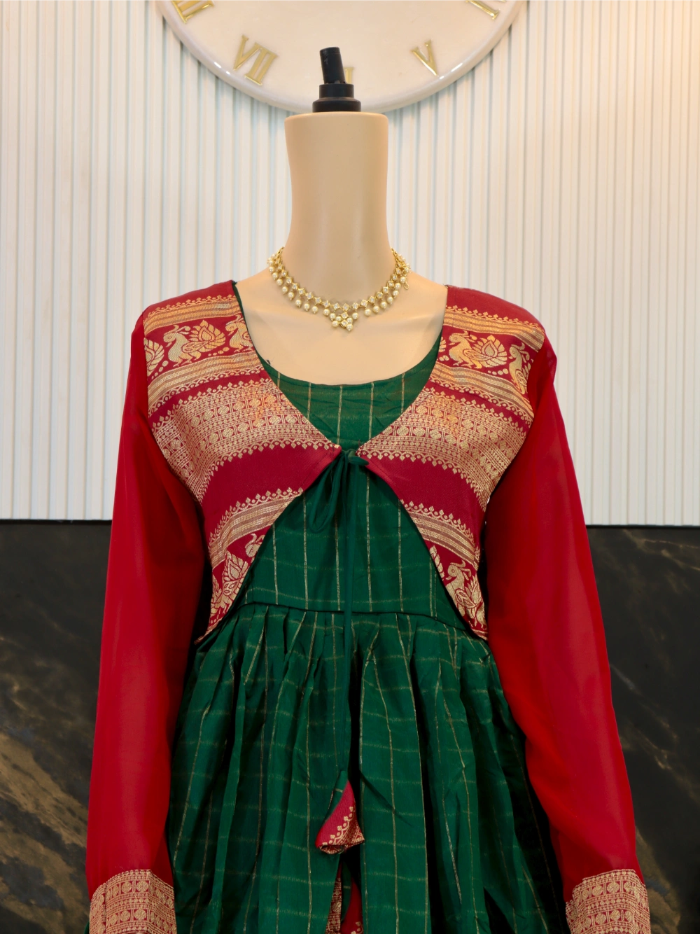 Jacquard Silk Suit with Koti and Canvas Patta - By Swaya World