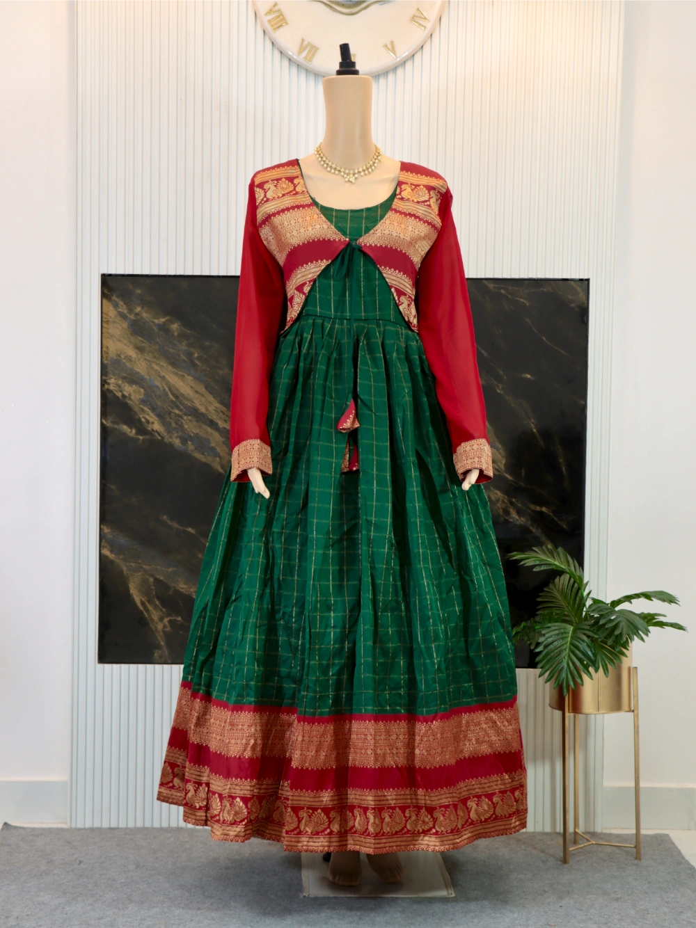 Jacquard Silk Suit with Koti and Canvas Patta - By Swaya World