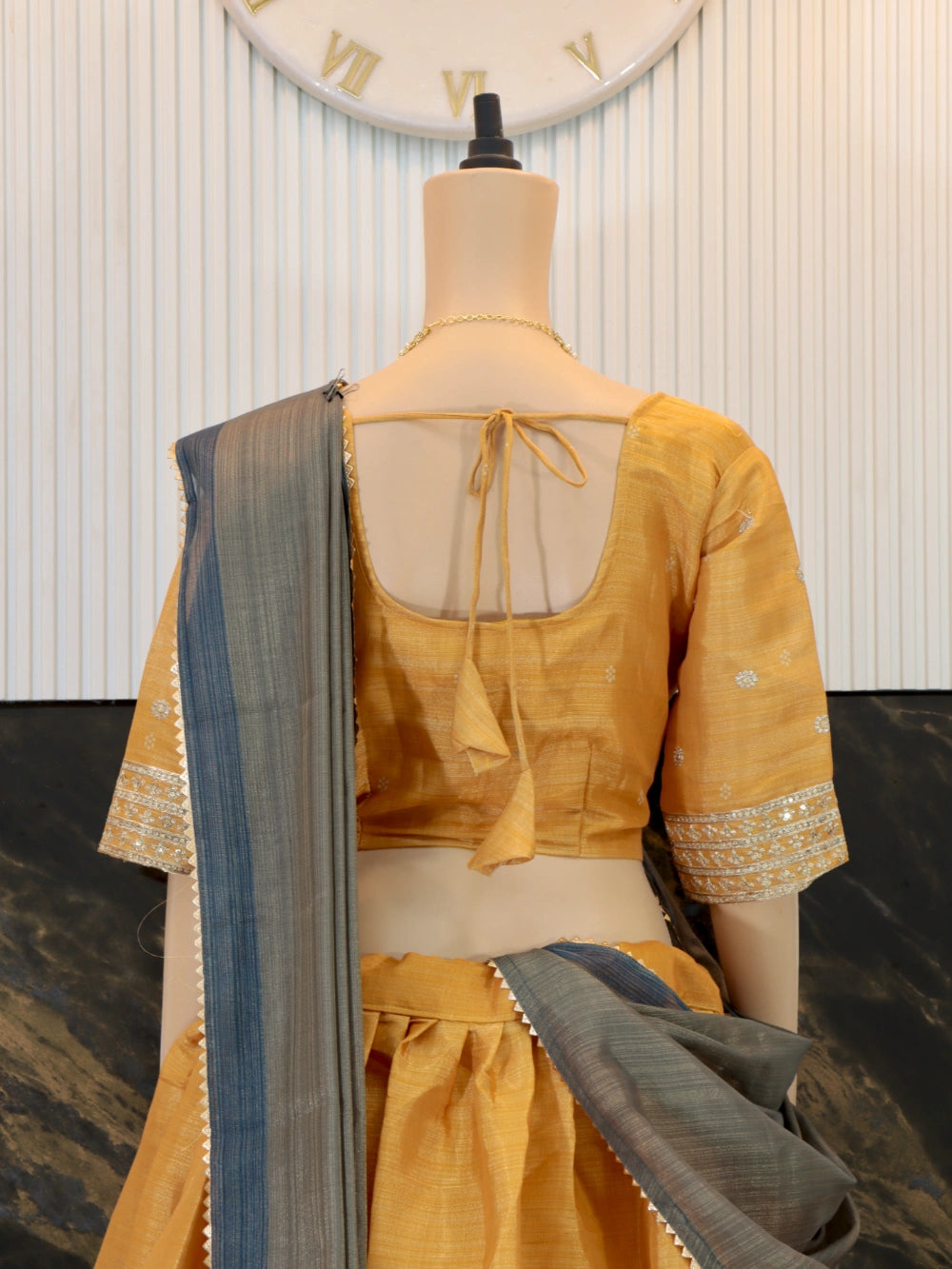 Kalamkari Lehenga Choli with Embroidery Work and Tissue Jari Dupatta - By Swaya World