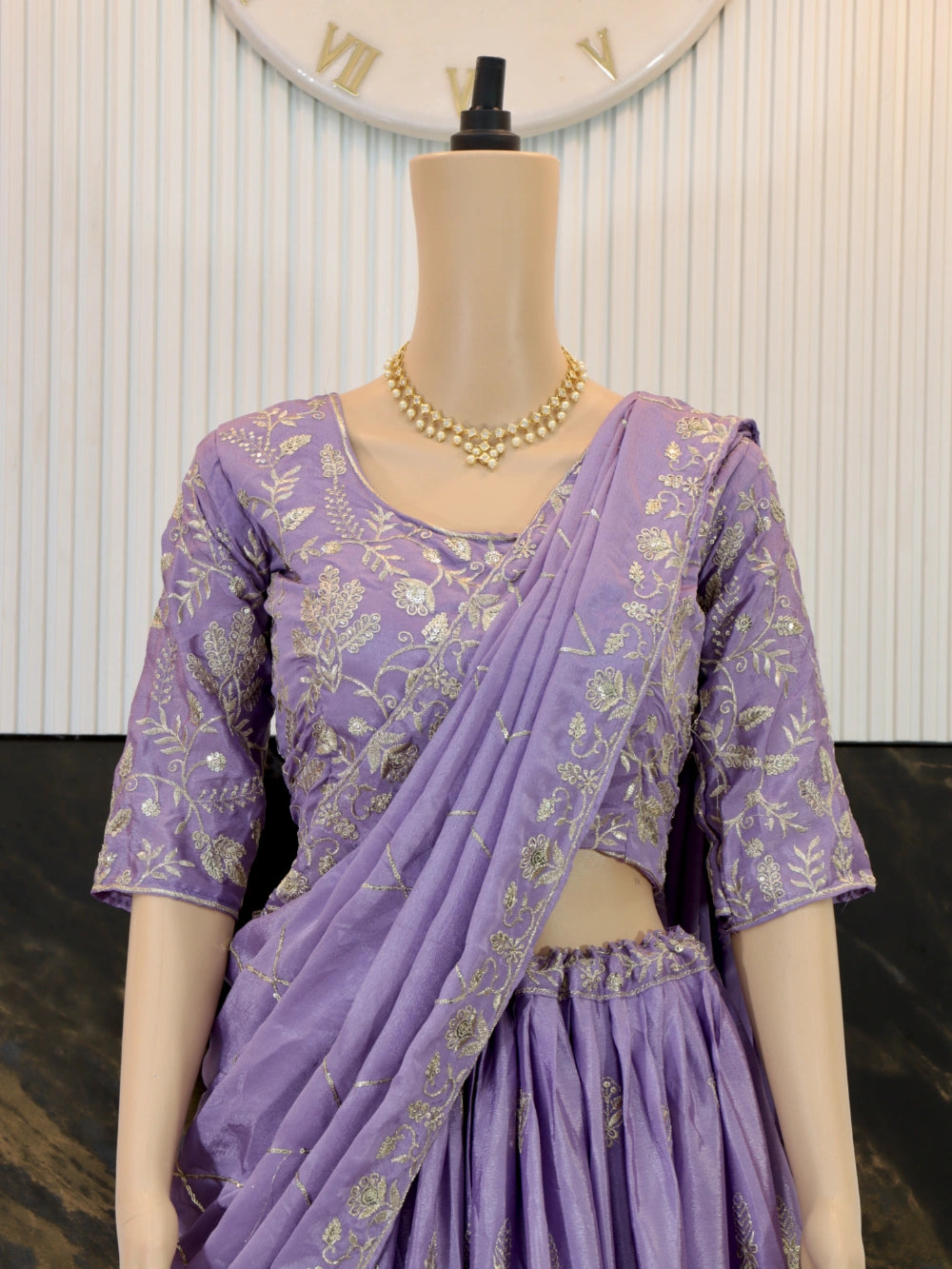 New Festival Lavender Lehenga Choli with Embroidery Thread & Sequence Work in Chinon - By Swaya World