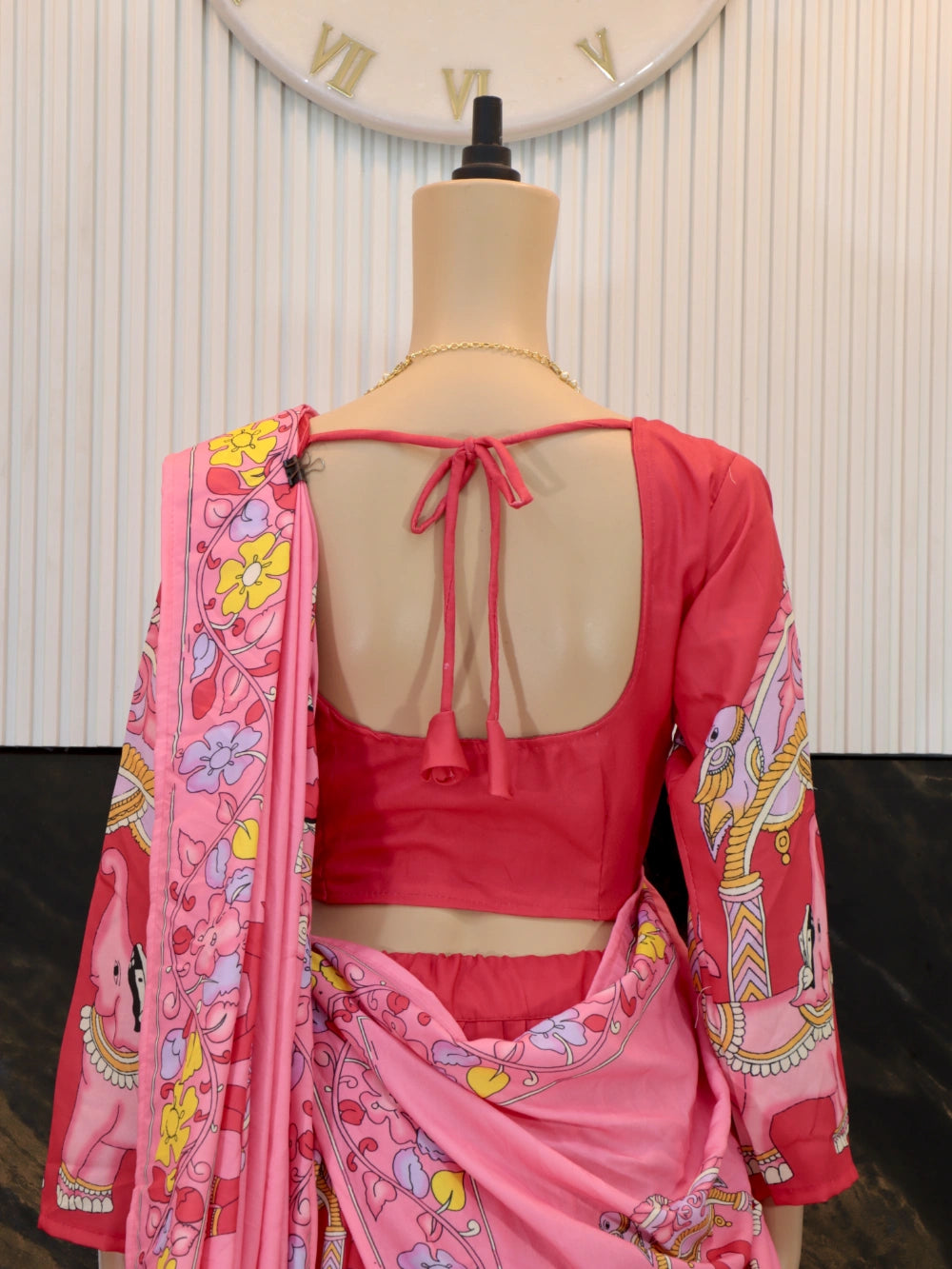 Pink Kalamkari Lehenga Choli with Cotton Fabric and Kalamkari Print - By Swaya World