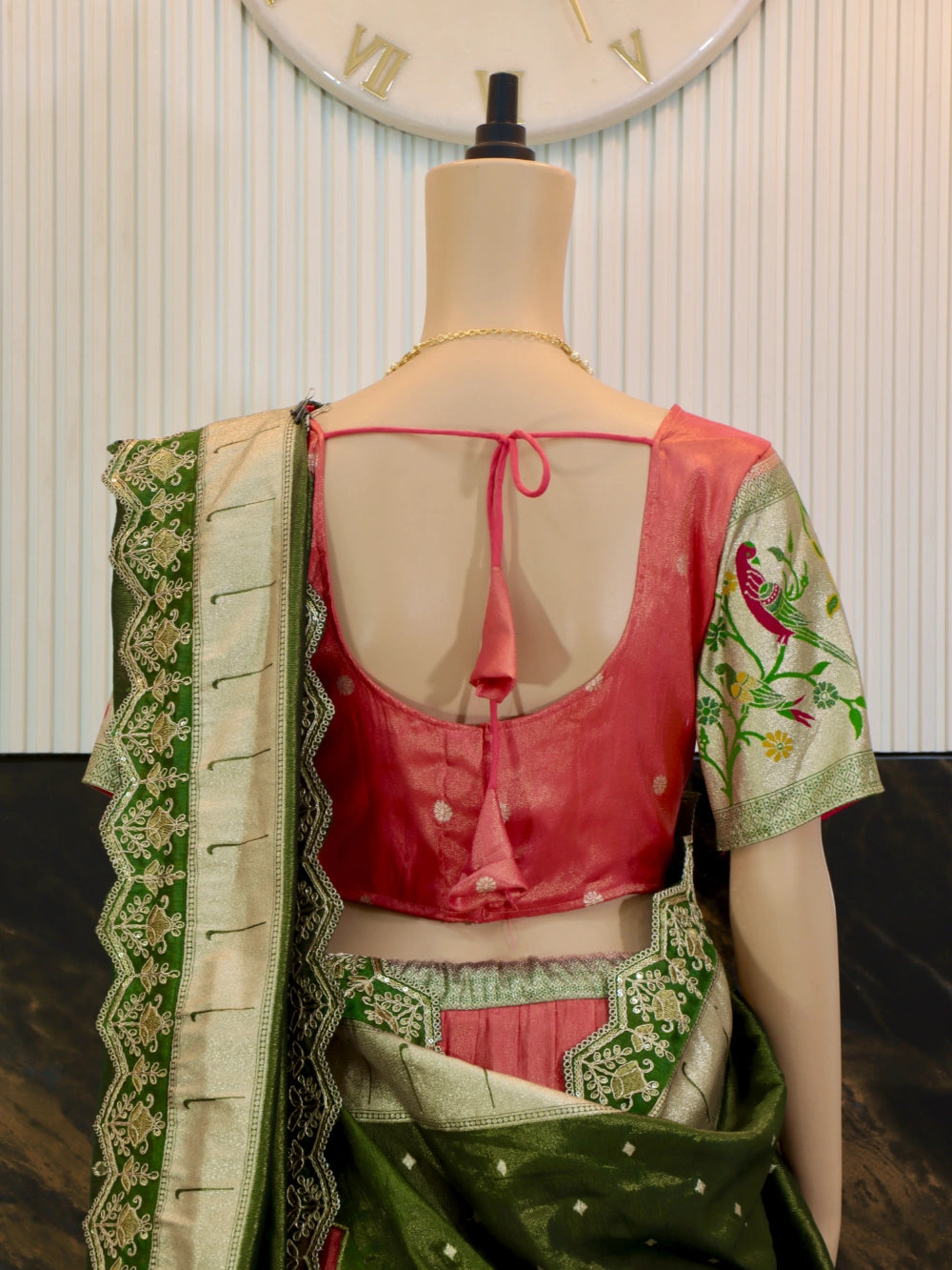 Two Tone Pink Tissue Silk Paithani Lehenga Choli Set with Embroidered Dupatta – By Swaya World