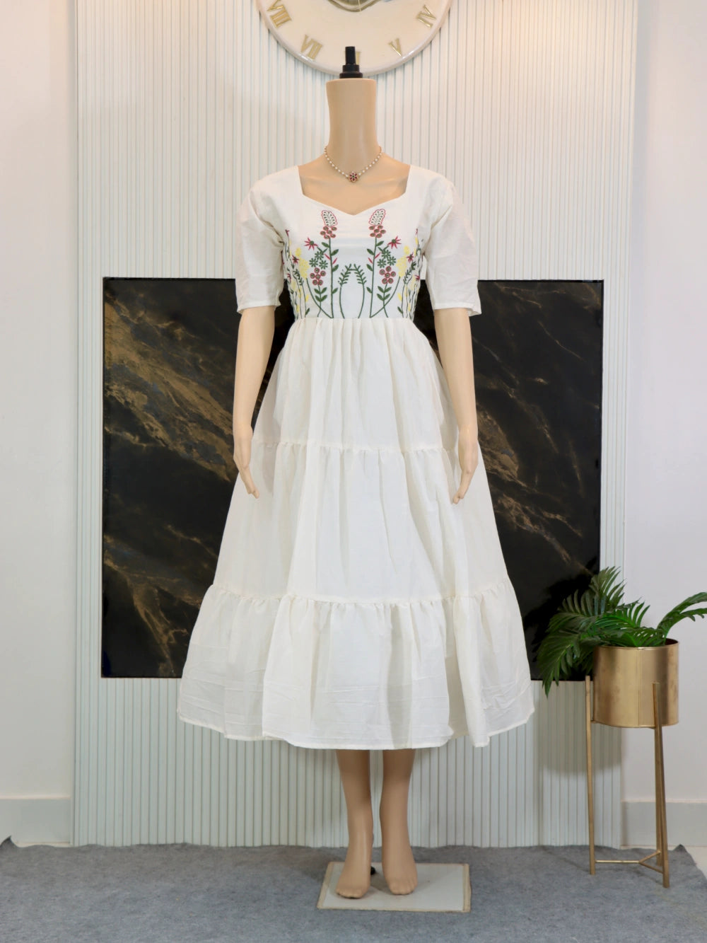 Party Wear Top in Cora Cotton with Flower Embroidery – By Swaya World