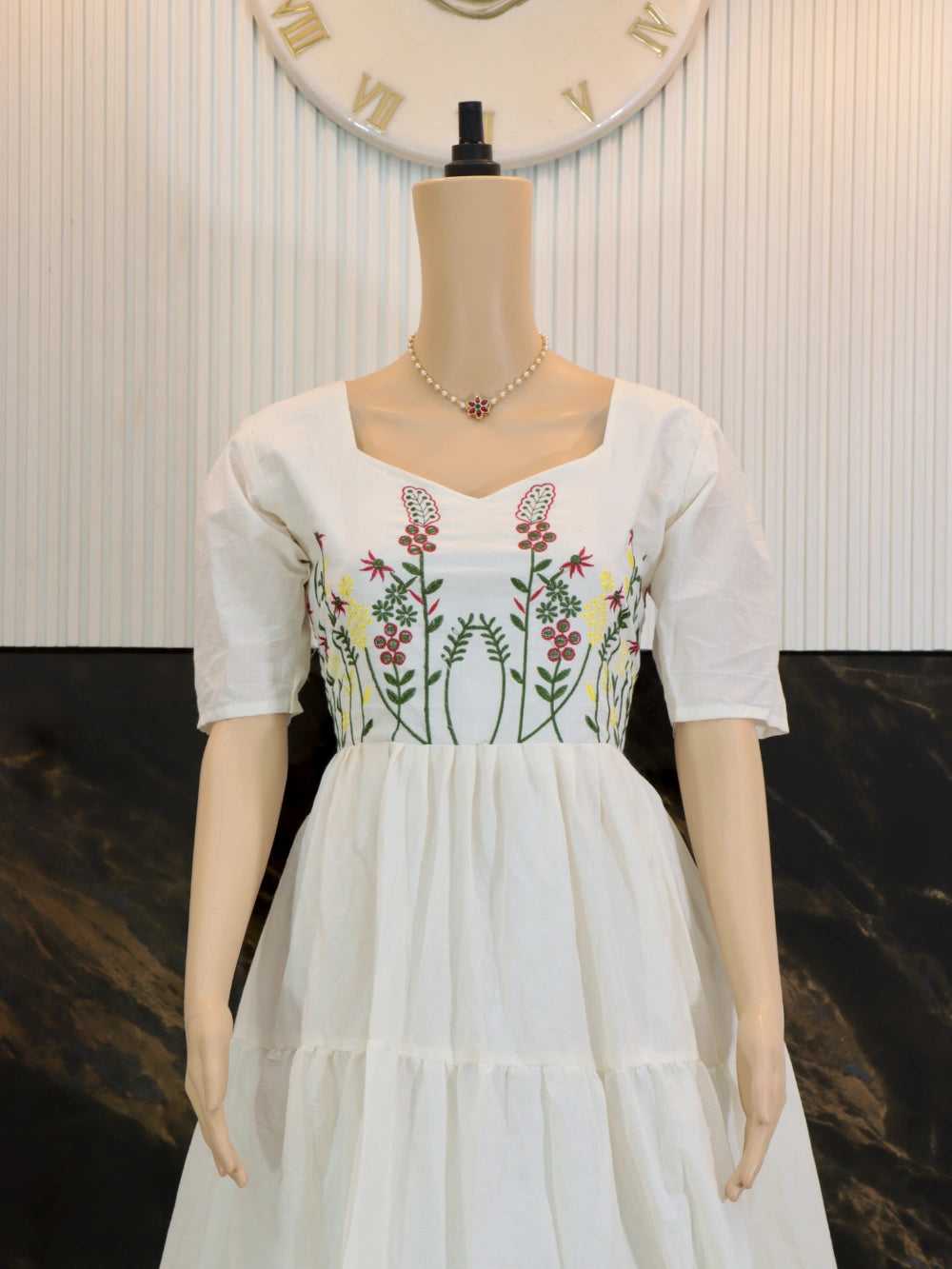 Party Wear Top in Cora Cotton with Flower Embroidery – By Swaya World