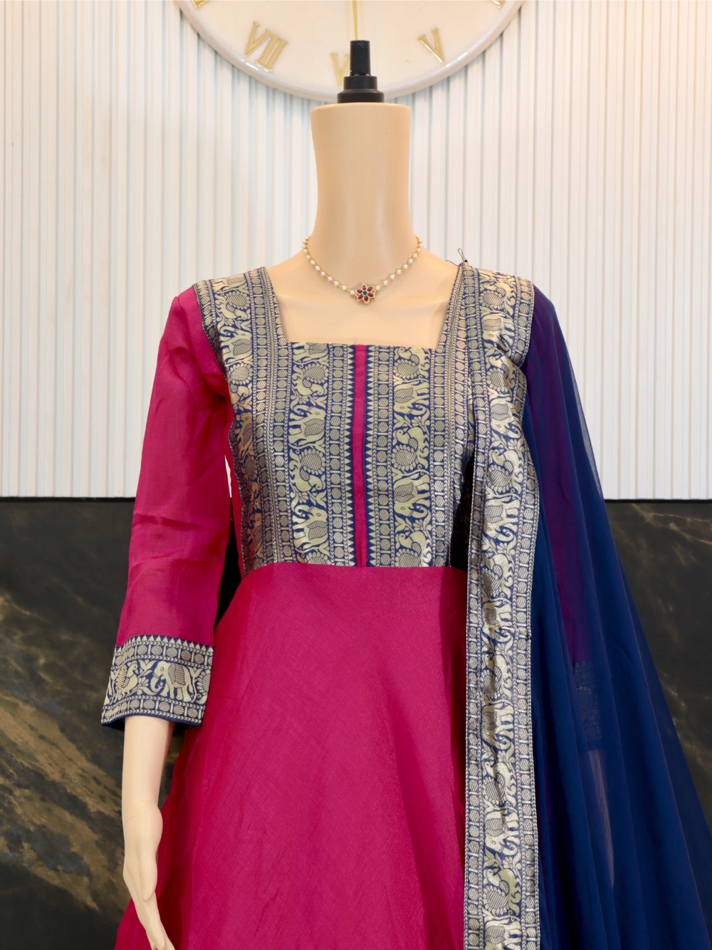 Super Trendy Traditional Vichitra Silk Outfit with Jacquard Zari Border and Nazmeen Dupatta – By Swaya World