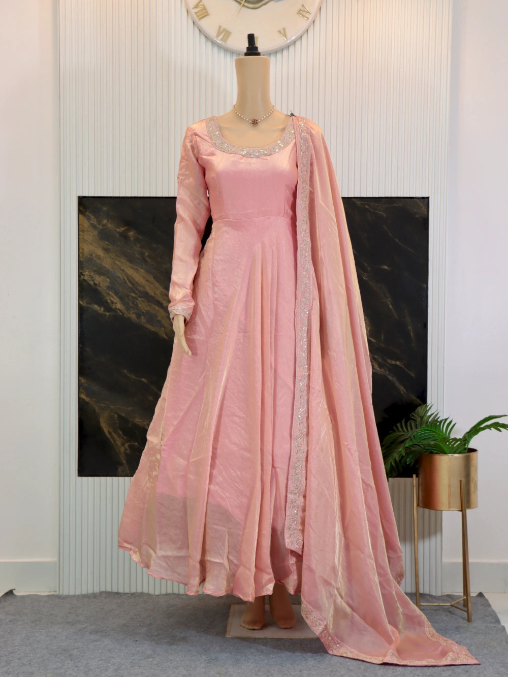 Heavy Designer Party Wear Gown-Dupatta with Multi-Thread Embroidery Sequence Work in Lavender, Maroon, Pink, and Blue – By Swaya World