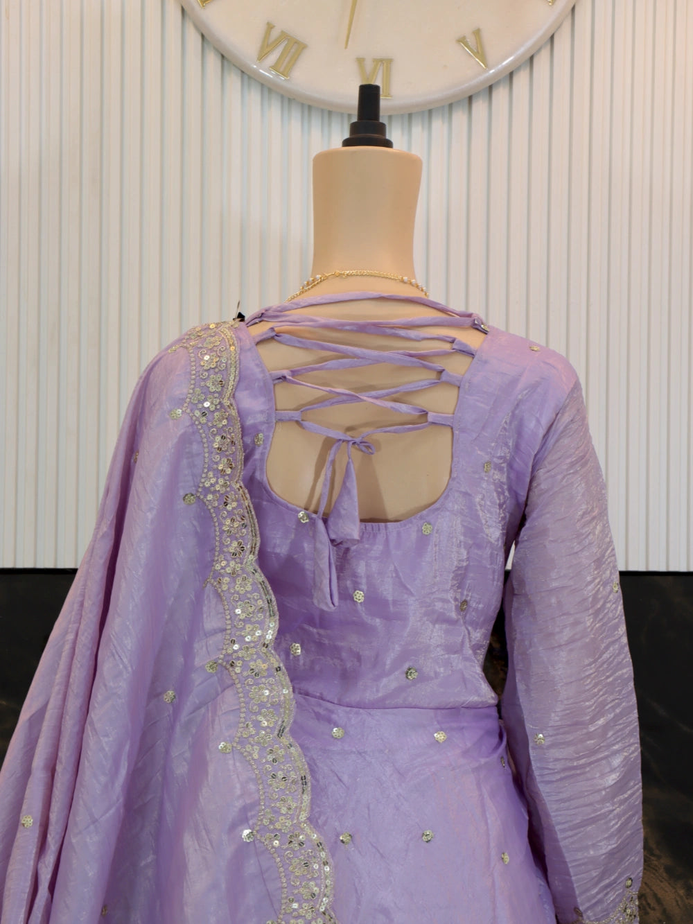 Designer Party Wear Fancy Umbrella Gown with Dupatta & Bottom Set in Lavender, Green, and Pink – By Swaya World