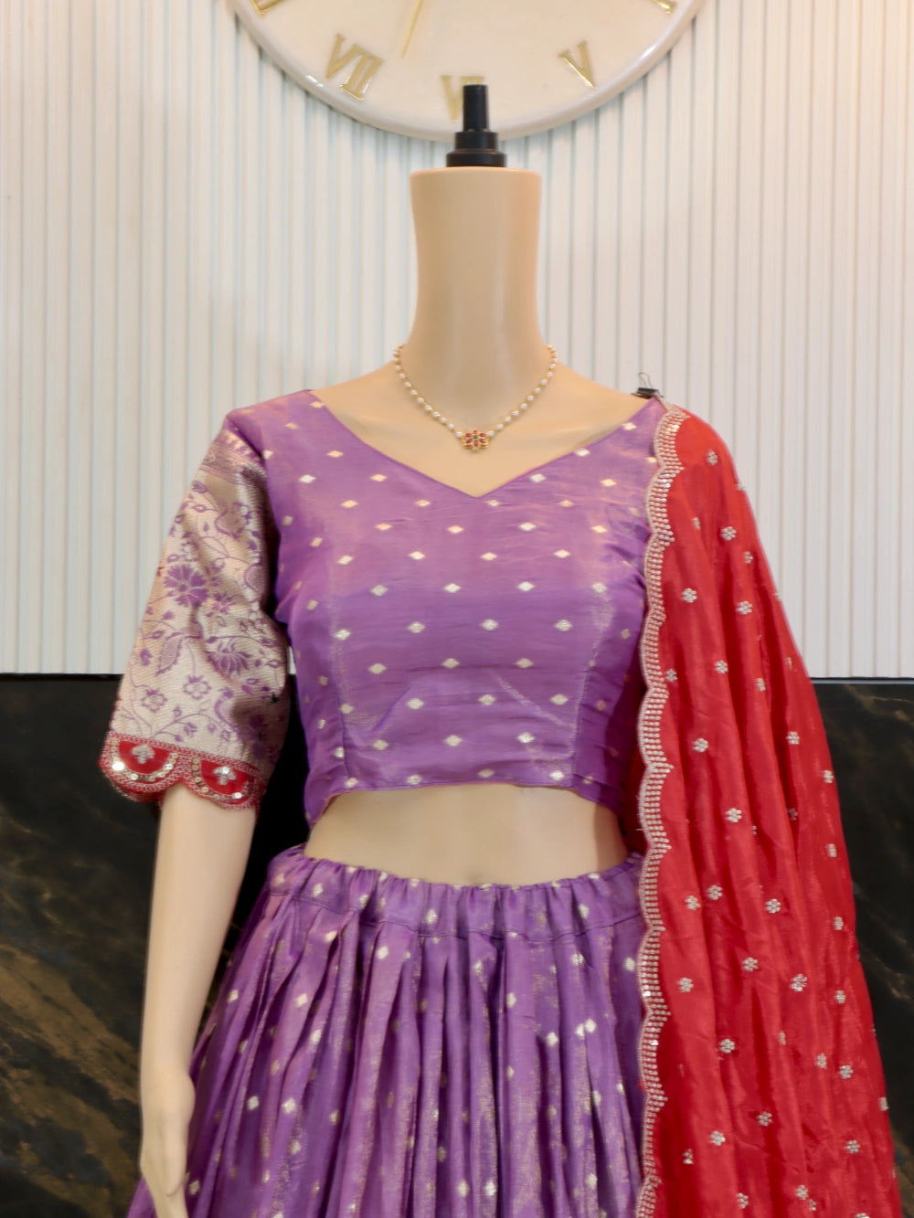 Designer Party Wear Viscose Tissue Silk Lehenga Choli with Sequins Dupatta