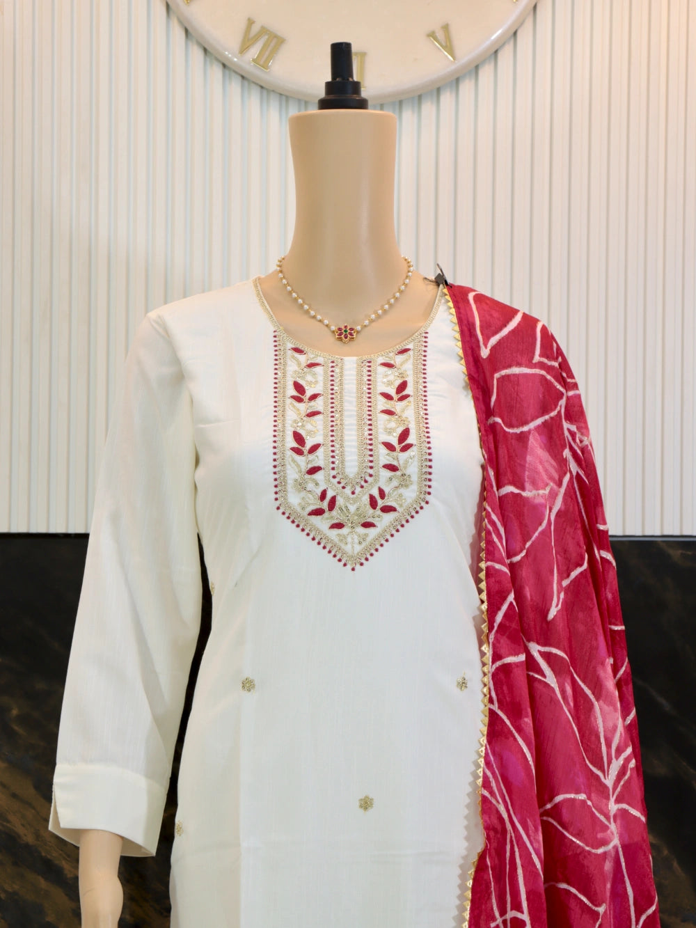 Elegant Party Wear 3-Piece Kurti Set in Reyon Slub with Embroidery & Print Work – By Swaya World