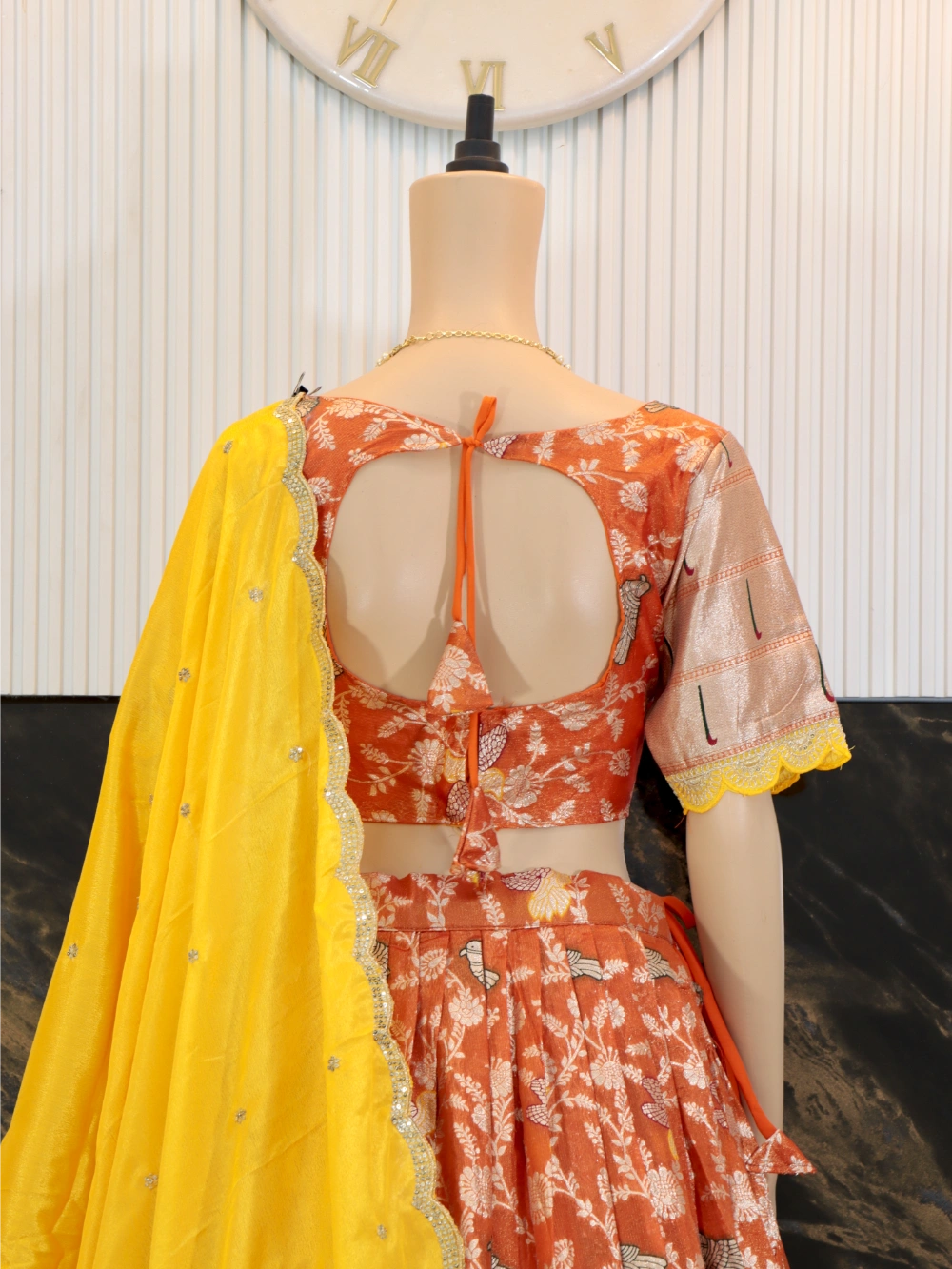 Evergreen Muniya Border Paithani Lehenga Choli in Red, Lavender, and Orange – By Swaya World