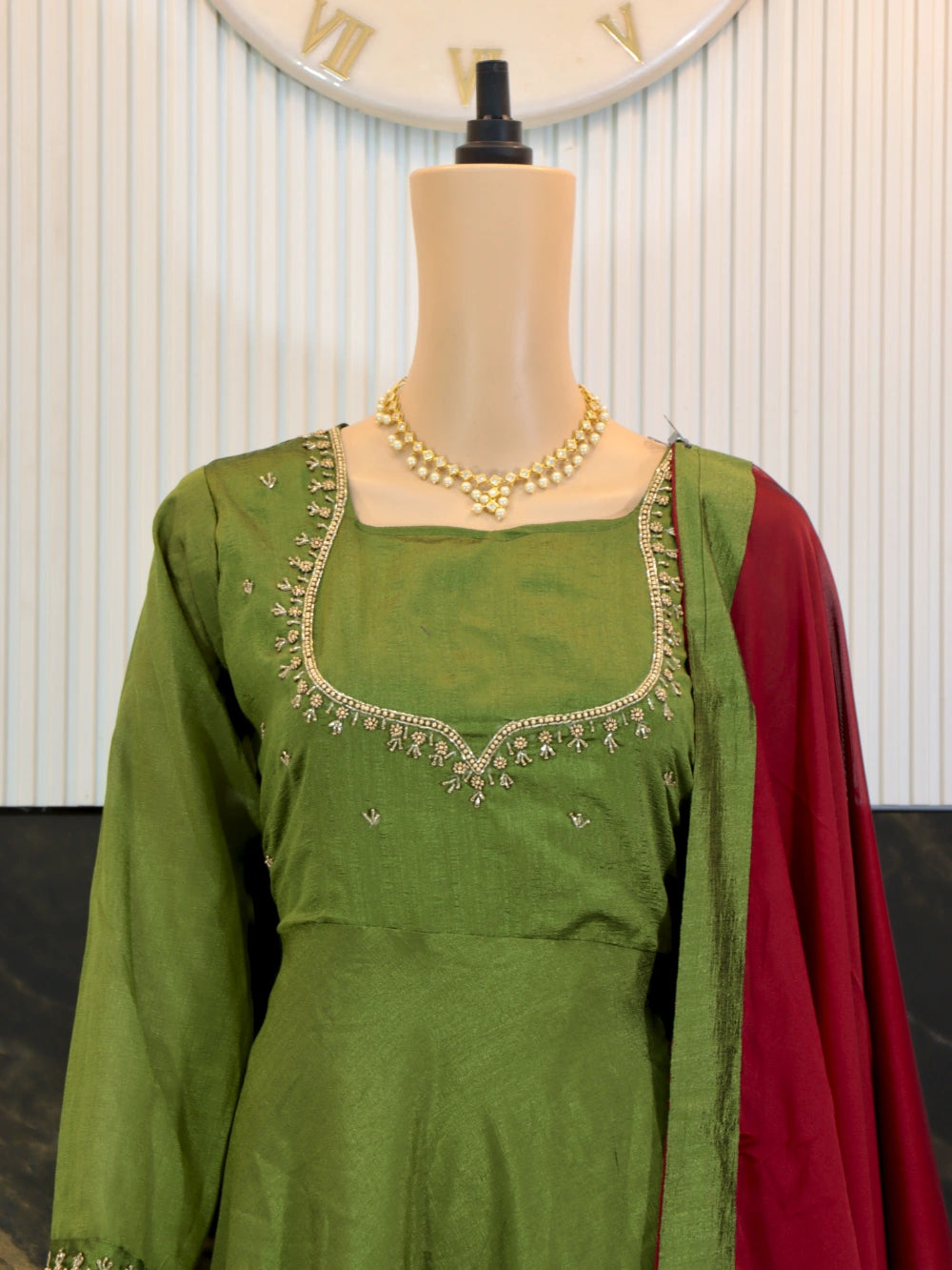 Super Hit Designer Hand Work Gown in Violet, Blue, White, and Green – By Swaya World